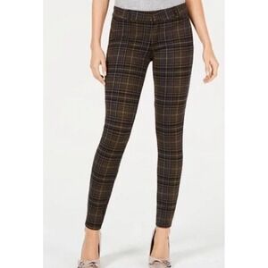 Kut From The Kloth Espresso Plaid Mia Ankle Skinny Pants Womens Size 14 Stretch